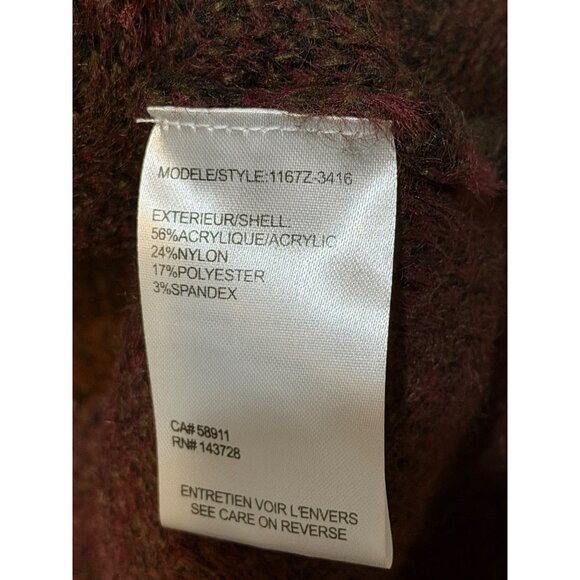 MB Women’s Medium Fuzzy Black Sweater Red Rose Floral Mockneck Pullover 20x23 - Picture 7 of 7